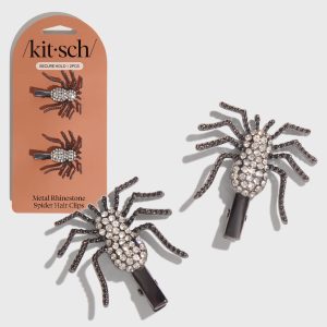 kitsch Spider Metal Rhinestone Hair Clips
