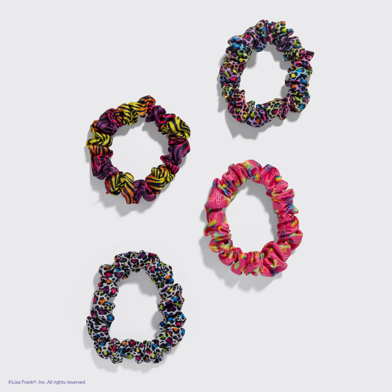 503486-LisaFrankxKitsch-RuchedSatinScrunchies-4pc-RainbowLeopard-1280x1280px