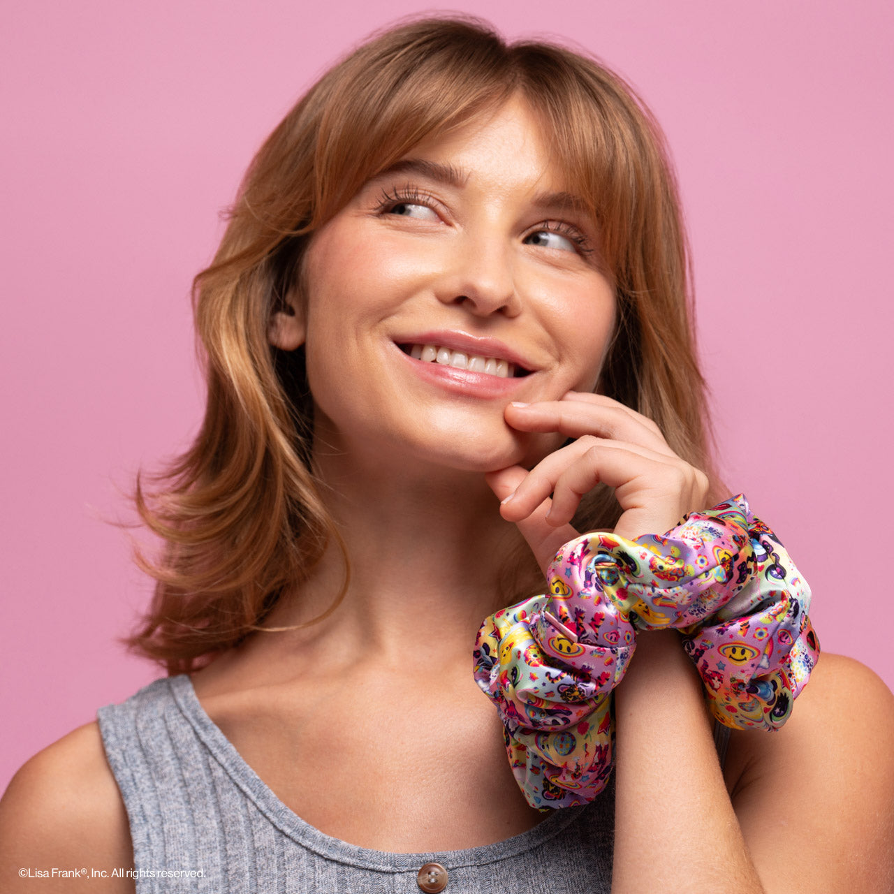 503509-LisaFrankxKitsch-SatinPillowScrunchies-2pc-TheFantasticWorldofLisaFrank-Model-4-1280x1280px