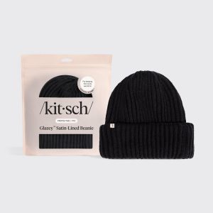 kitsch Glazey? Satin-Lined Beanie in Black