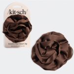 kitsch Satin Rosette Medium Flat Cloud Clip - Chocolate