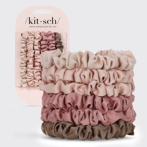 kitsch Terracotta Ultra Petite Satin Scrunchies 6pc Set