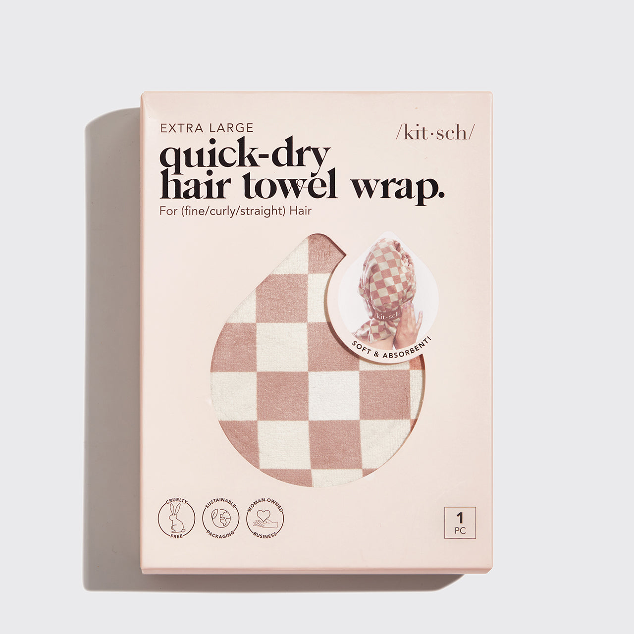 60695-XL-QuickDryHairTowelWrap-Cleanse-TerracottaChecker-pkg-1280x1280px_2_3a3ec2a0-d3e3-4fc7-9f23-d223ff712f47