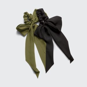 kitsch Crepe Scarf Scrunchies in Moss