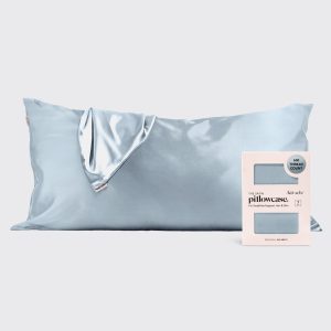kitsch Satin Pillowcase in Haze Blue 4 pack - King