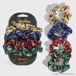 kitsch Kitsch x Harry Potter Satin Scrunchies 4pc Set in All Houses