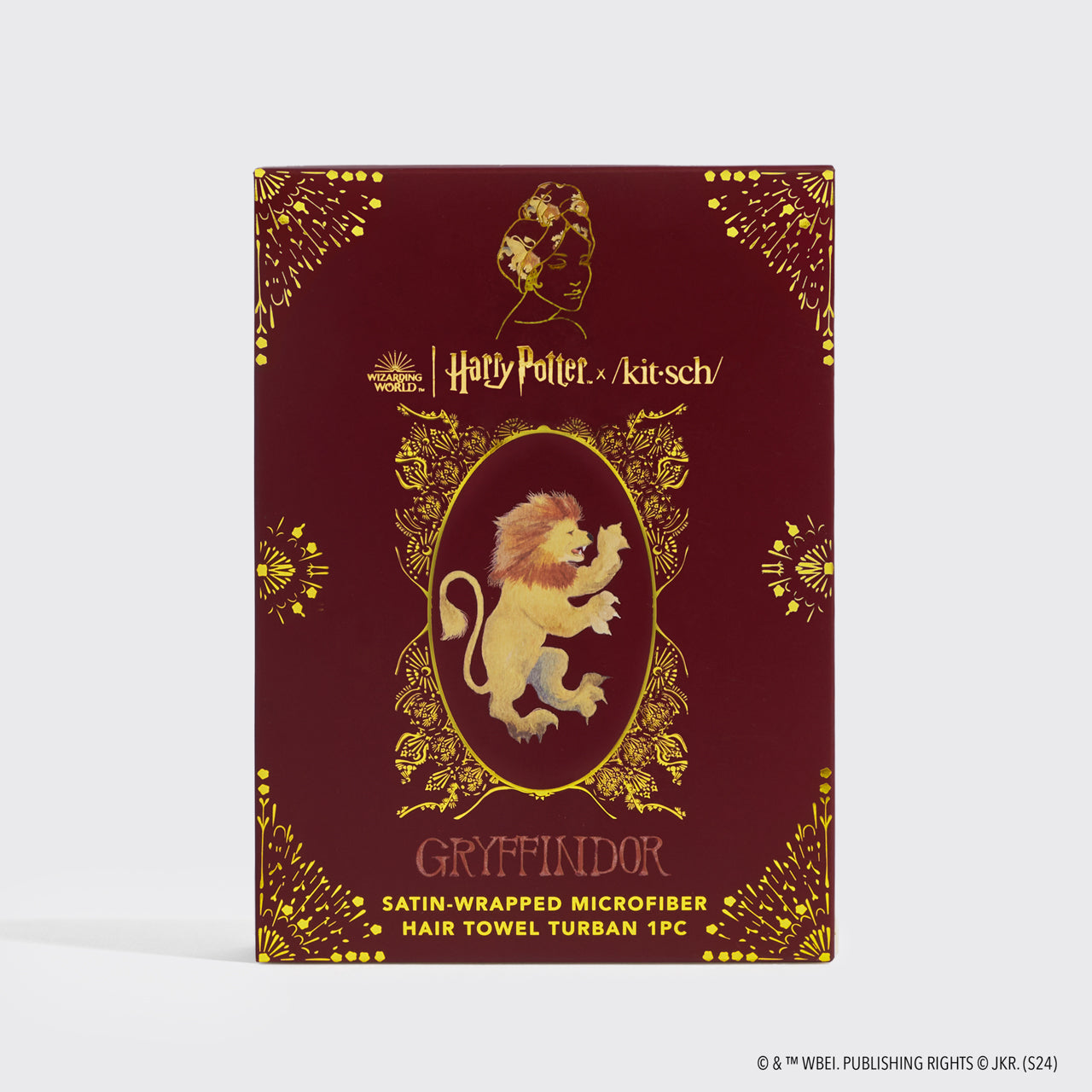 66710-HarryPotterxKitsch-SatinWrappedHairTowel-Gryffindor-pkg-1280x1280px