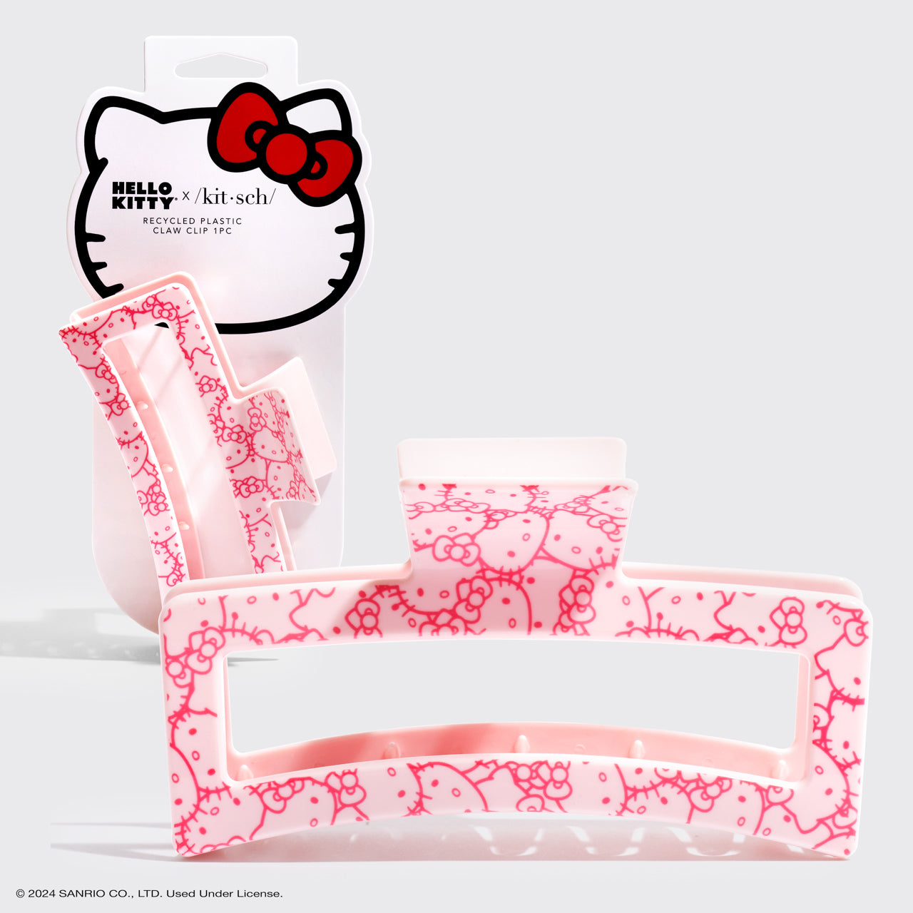 66819-HelloKittyxKitsch-RecycledPlasticJumboOpenShapeClawClip-1pc-PinkKittyFaces-hero-1280x1280px