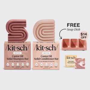 kitsch Nourishing Castor Oil Self Draining Terracotta Soap Dish Bundle