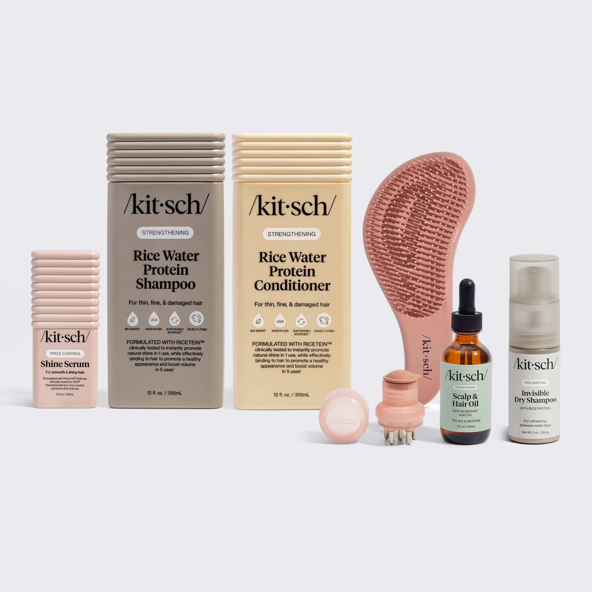 RiceWaterProteinLiquidShampoo_Conditioner-ShineSerum-DetanglingBrush-Scalp_HairOil-ScalpOilApplicator-DryShampoo-Bundle