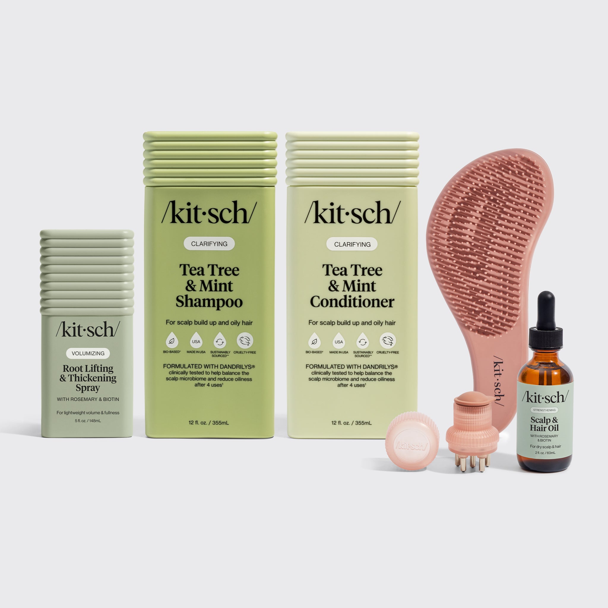TeaTree_MintLiquidShampoo_Conditioner-RootLiftingSpray-DetanglingBrush-Scalp_HairOil-ScalpOilApplicator-Bundle